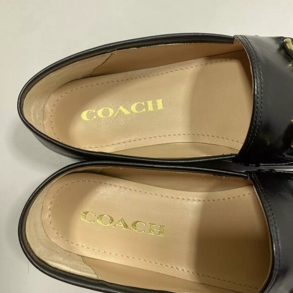 NEW COACH Women's Haley Loafers Size 6.5B Leather Round Toe Flat Black - Picture 4 of 6